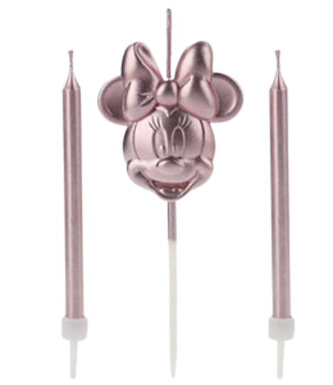 Imagem de VELA ROSTO MINNIE ROSE GOLD - 03 UNIDADES