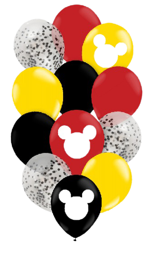 Imagem de KIT BUQUÊ DE BALÕES DE LÁTEX MICKEY 10'' (APROX.26CM) - 12 UNIDADES