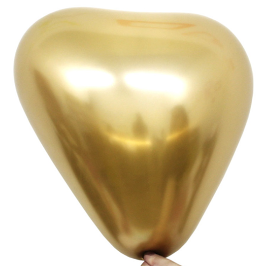 Imagem de BALÃO DE LÁTEX CORAÇÃO LISO ALUMÍNIO DOURADO 11" (APROX.28CM) - 06 UNIDADES