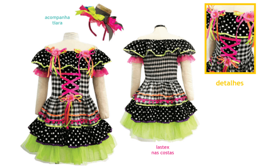 Imagem de VESTIDO XADREZ , TULE FLUOR c/tiara - sem CALCAO 08