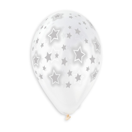 Imagem de BALÃO GEMAR 13" COSMIC STARS CRISTAL SILVER - 25 UNIDADES