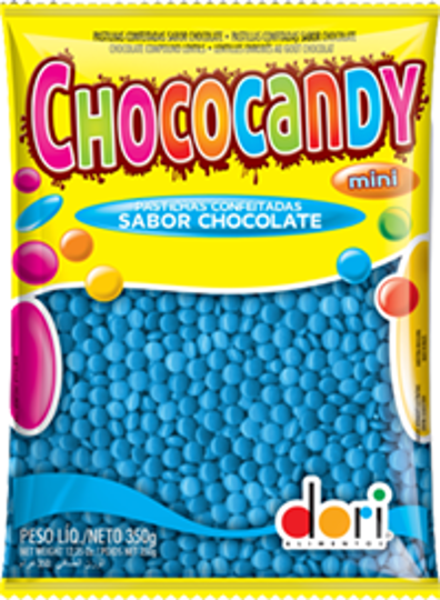 Imagem de PASTILHA CONFEITADA SABOR CHOCOLATE CHOCOCANDY AZUL 350G - 01 UNIDADE