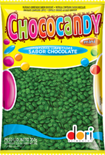 Imagem de PASTILHAS CONFEITADAS SABOR CHOCOLATE CHOCOCANDY VERDE 350G - 01 UNIDADE