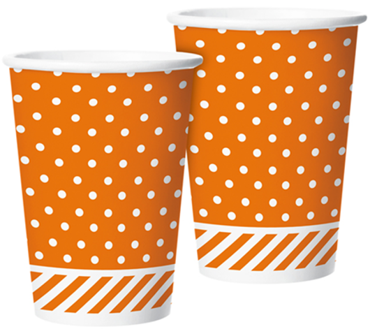 Imagem de COPO PAPEL ESTAMPADO LARANJA 180ML - 8 UNIDADES