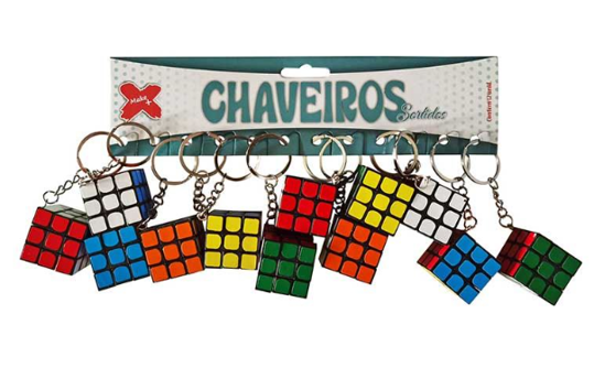 Imagem de CHAVEIRO CUBO MÁGICO 3CM COM 12 UNIDADES - 01 UNIDADE