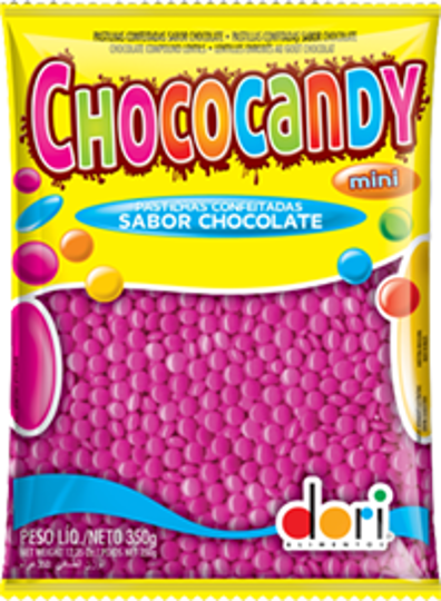 Imagem de PASTILHAS CONFEITADAS SABOR CHOCOLATE CHOCOCANDY ROSA 350G - 01 UNIDADE