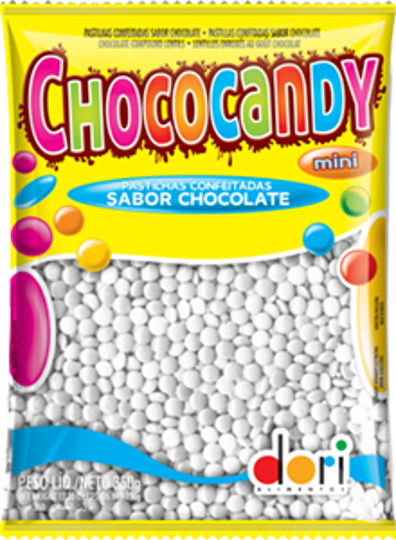 Imagem de PASTILHA CONFEITADA SABOR CHOCOLATE CHOCOCANDY  BRANCO 350G - 01 UNIDADE