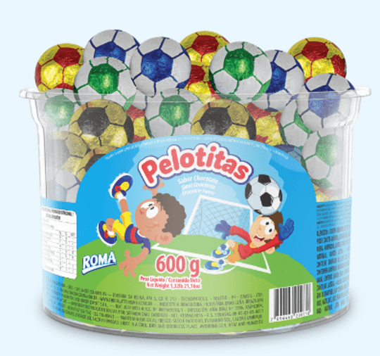 Imagem de POTE BOLINHAS DE FUTEBOL DE CHOCOLATE AO LEITE 600G - 01 UNIDADE