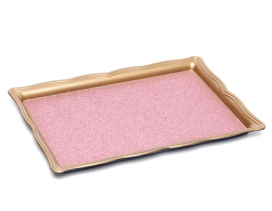 Imagem de BANDEJA DECORATIVA RET G GLITTER ROSA PASTEL 31x21x3 - 01 UNIDADE