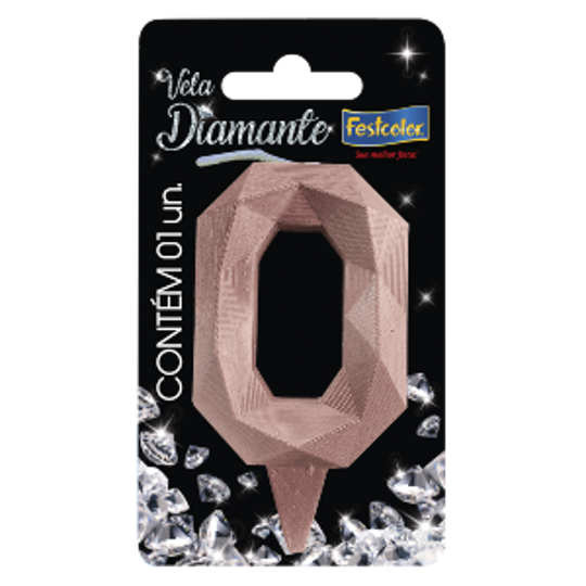 Imagem de VELA DIAMANTE ROSE GOLD N° 0 - 01 UNIDADE