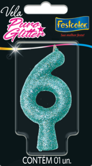 Imagem de VELA PURO GLITTER TIFFANY N° 6 - 01 UNIDADE